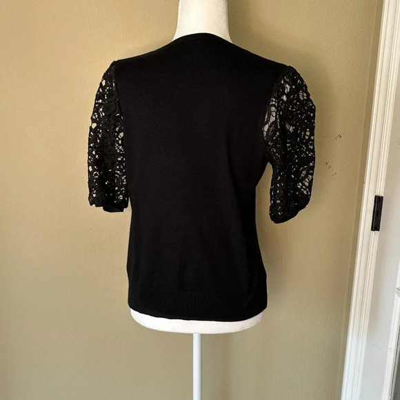 CATHERINE MALANDRINO Lace Sleeve Sweater Top - size medium - Picture 5 of 5